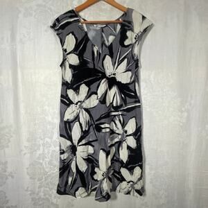 Jams World Dress Large Lion Lily Moon Gray White Black Floral Hawaii USA